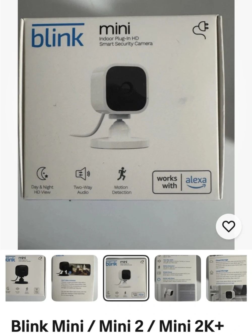 Blink Mini Compact indoor plug-in smart security camera 1080p HD, New/Sealed